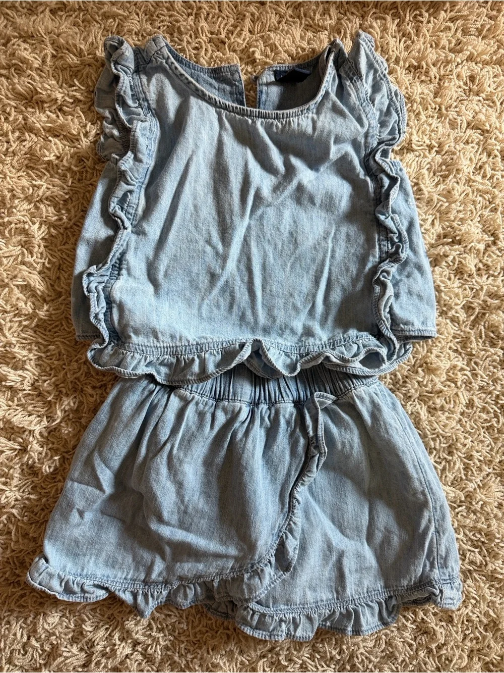 GAP Light Blue Girls' Ruffle Denim Skort Set